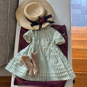 American Girl Doll-Kirsten Spring Dress w/ Hat and Socks